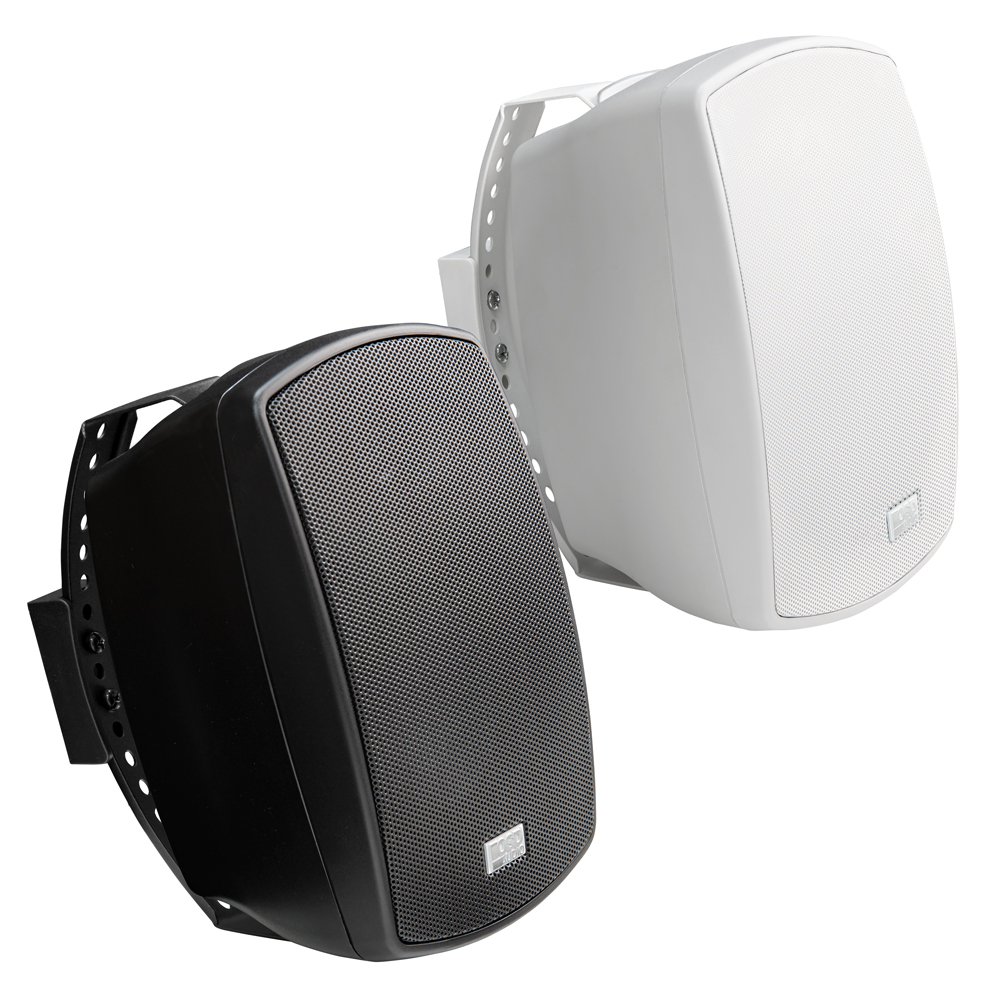 4" Outdoor Patio Speaker Pair, 60W RMS and 70V, IPX6, Full Motion Bracket, Black/White